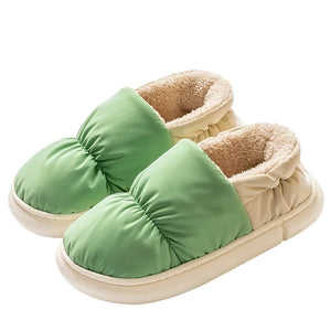 Comwarm Winter Toast Women Slippers Warm Plush Cotton Slippers Indoor Home Non-Slip Thick Sole Furry Shoes For Couples New 2022