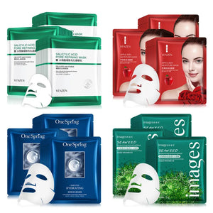 15Pcs BIOAQUA Fresh Fruit Face Mask Snail Hyaluronic Acid Hydrating Anti-aging Skincare Sheet Masks Facial Mask Korean Cosmetics